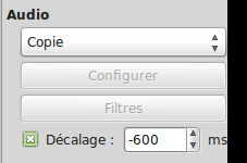 Section audio d'Avidemux