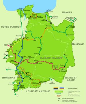 Carte des voies certes d'Ille et Vilaine