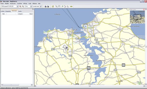 Vue du logiciel Mapsource