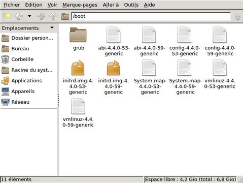 Dossier avec les anciens noyaux Linux