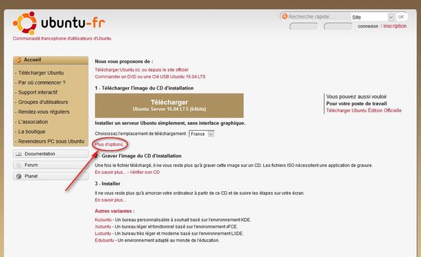 Page web d'Ubuntu server
