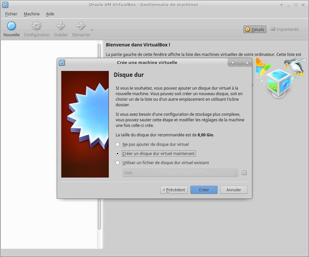 Création d'un disque virtuel