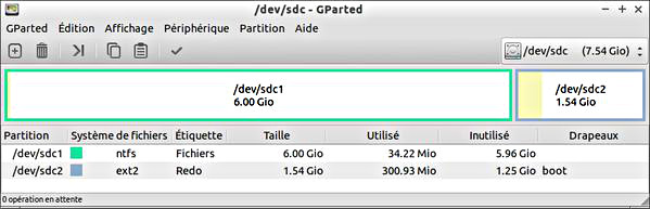 Exemple de partitionnement d'une cl&eacute; USB de 8 Go
