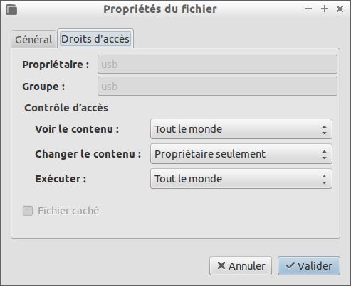Permissions &agrave; accorder au script